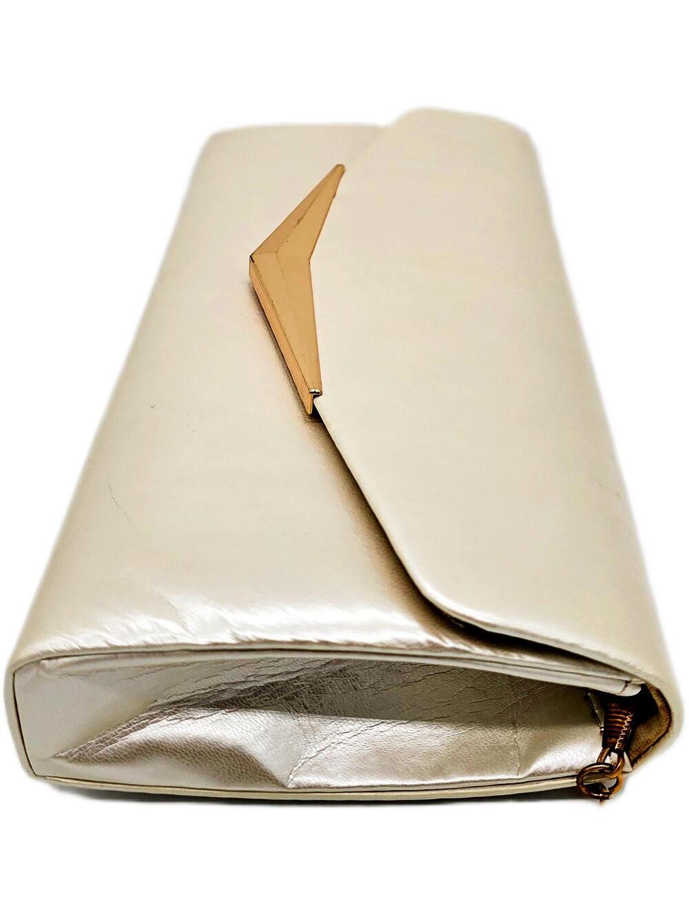 Elegant Cream Clutch Purse with Gold Chain and Accent - Picture 4 of 8